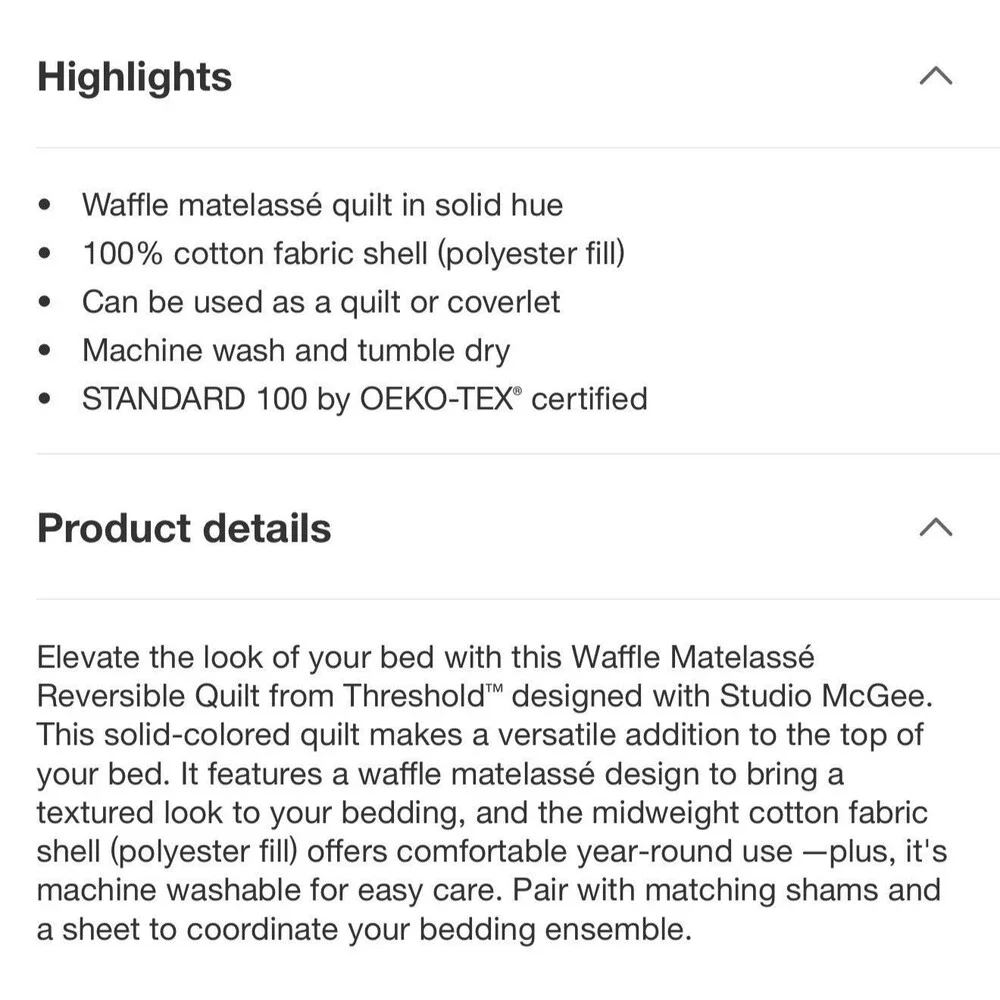Queen Waffle Matelasse Quilt Camel - Threshold designed with Studio McGee NEW